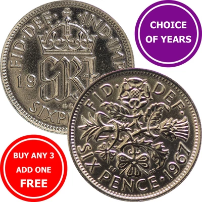 £0.99 • Buy Sixpence Coin : 1947 - 1967 George VI To Elizabeth II : Lucky Wedding Gift