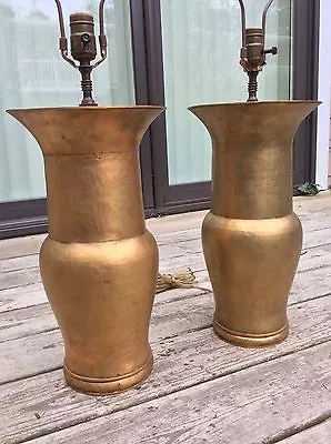 Mid Century Modern Hammered Brass Urn Lamps Dirk Van Erp Style Phenominal Color • $899