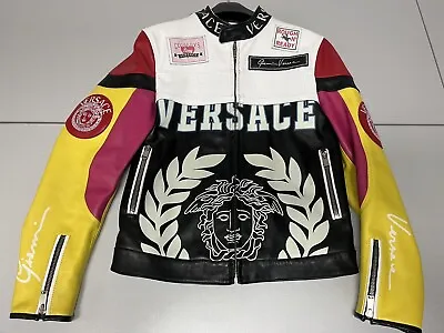 Versace Multicoloured Leather Jacket Rough N Ready Cowboy - Very Scarce & Unique • $1650