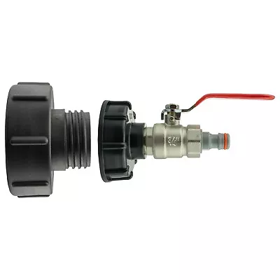 IBC Tank Cap S100X8 - S60X6 With Lever Valve And Click Lock Quick Connect Outlet • £12.99