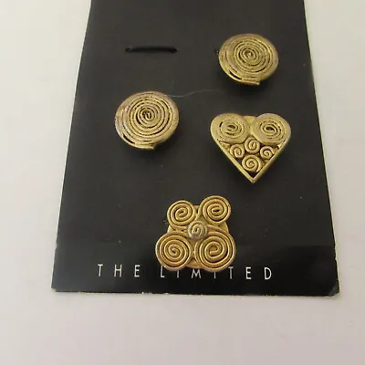 Vtg Button Covers Abstract Modern Hearts Circles Gold Tone The Limited • $7.25