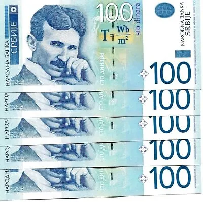 SERBIA 100 Dinars 2013 NIKOLA TESLA Beautiful Paper Banknote Uncirculated • $4.99