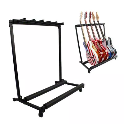 $36.99 • Buy 5 GUITAR STAND - MULTIPLE Five INSTRUMENT Display Rack Folding Padded Organizer