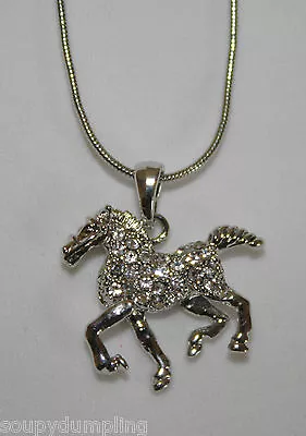 EQUESTRIAN MUSTANG HORSE ZODIAC CHARM PENDANT W/ SILVER TONED NECKLACE CHAIN N27 • $8.99