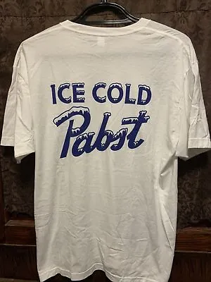 PBR Pabst Blue Ribbon Beer ICE COLD PABST Polar Bear 2 Sided Mens XL T Shirt • $14.99