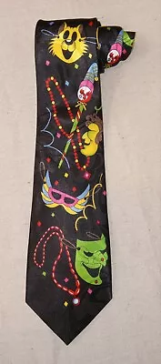 Steven Harris Necktie Mens All Over Mardi Gras Carnival Festival Print Handmade  • $13.97