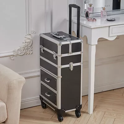 Trolley Case Professional Rolling Makeup Artist Manicure Cosmetic Hard Suitcase • £99.95