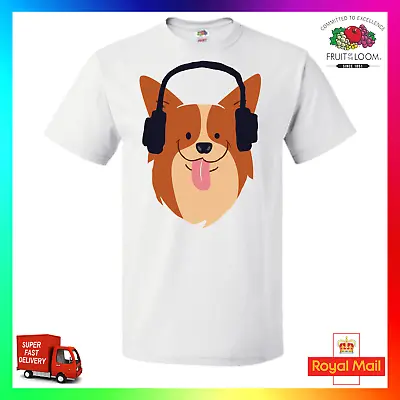 £14.99 • Buy  Cool Collie TShirt T-Shirt Tee Funny Cute Border Dog Doge Meme Headphones DJ