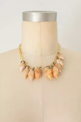 Vintage 1940s Shell Choker Necklace | Celluloid Chain | Pink Orange | Hawaiian • $50