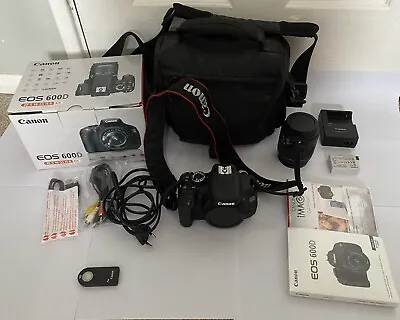 Canon EOS 600D 18.0MP Digital SLR Camera - Black With Bag And Extras *Excellent* • £220