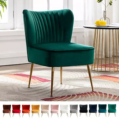 22  Wide Upholstered Velvet Accent Chair With Metal Leg For Bedroom Living Room • $169.99