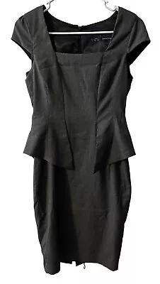 Zara Gray Peplum Cap Sleeve Sheath Dress Size S Small • $19