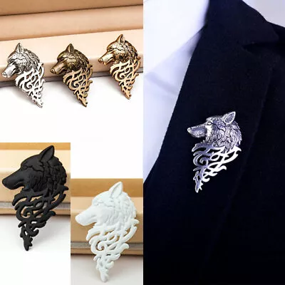 Classic Retro Europe Wolf Badge Brooch Lapel Pin Men Women Shirt Suit Accessory • £3.59