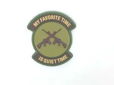 My Favourite Time Is Quiet Time Tan PVC Airsoft Patch • £5.49