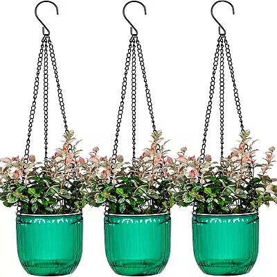 3 Pcs Self Watering Hanging Planter Indoor Plant Hanging Pots Drainage 4.5 Inch • $20.23