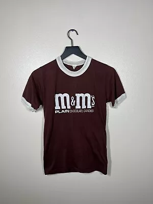 Vintage M&Ms Shirt Adult Medium Brown Ringer M And Ms Candy New 70s Mens 80s Med • $75