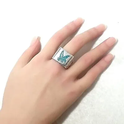 Vintage Navajo Sterling Silver Turquoise Eagle Ring 13.5 Grams Size-13  • $65