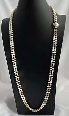 Pearl Necklace Double Strand 14k Clasp With Mabe’ Pearl Onyx & Diamonds • $2700