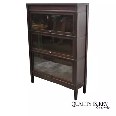 Globe Wernicke Sheraton Mahogany 3 Section Stacking Barrister Lawyers Bookcase • $1150