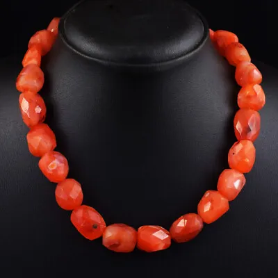 $13.48 • Buy 600 Cts Earth Mined Orange Carnelian Faceted Beads Womens Necklace JK 47E411