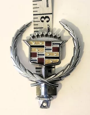 Vintage Cadillac Wreath & Crest Car Hood Ornament 2.5  Diameter VG • $52