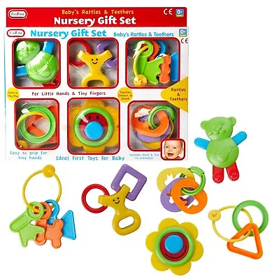 Baby's Rattles And Teethers Gift Set Newborn 0-6 Months Toddler Boys Girls Toy • £9.70