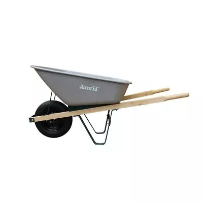 6 Cu. Ft. Steel Wheelbarrow With A Pneumatic Tire And Wood Handles • $98.98