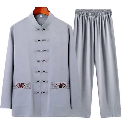 Mens Traditional Chinese Tang Suit Coat Jacket Outfit Kung Fu Tai Chi Uniform • $20.89