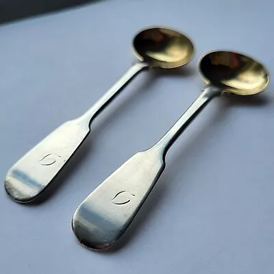 A Pair Of Scottish Sterling Silver Salt Spoons ~ Hallmarked Glasgow 1841 ~ 25.5g • £30