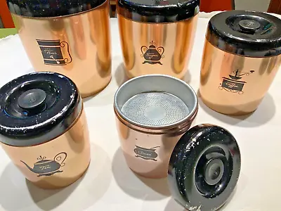 $20 • Buy Vintage West Bend Cannisters Containers Copper Color Lot Of 5