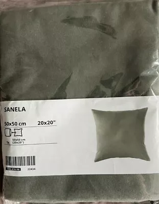 IKEA SANELA Velvet Cotton Square Cushion Covers Soft Touch Olive-green 50x50 • £13.99