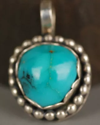 Turquoise Pendant Blue Gem Nevada Blue Web Sterling Silver Vintage NEW NOS • $80