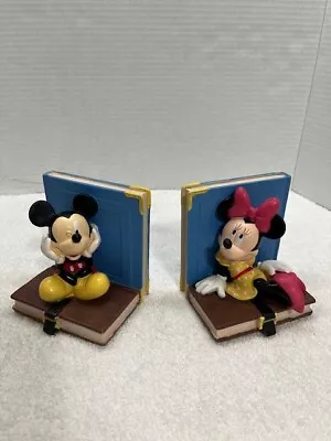 Vntg Rare Walt Disney Mickey & Minnie Mouse Bookends Figurine Statue Set • $12.99