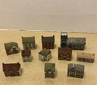 Lot Of 11 Vintage Wade Whimsey On Why Miniature House Store Church Bank Grocery+ • $69.99