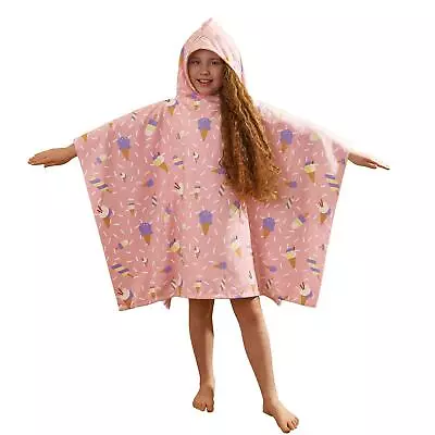 Dreamscene Kids Ice Cream Hooded Poncho Towel Swimming Changing Robe Bath Beach • £10.49