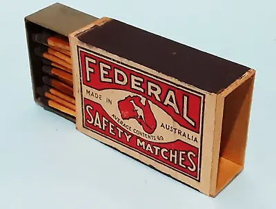 VINTAGE FEDERAL MATCHES - Australian Wooden Box Full - As NEW Full Circa 1960's  • $38.50