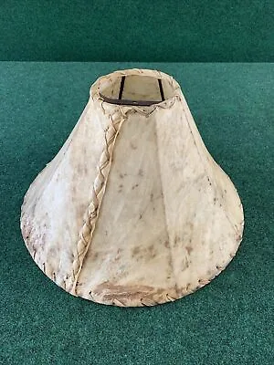 Vintage Large Cow Hide Rawhide Lamp Shade Whipstitch Leather Western 18” X 11” • $79.99