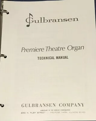 $40 • Buy Gulbransen Organ Technical Manual Model Premiere Theatre Organ