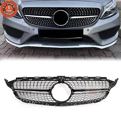 For 2015-2018 Mercedes-Benz W205 C200 C300 C180 Front Diamond Grille Black • $49.99