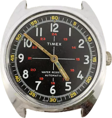 Vintage 34mm Timex Crosshair Military Style Men's Mechanical Wristwatch • $35