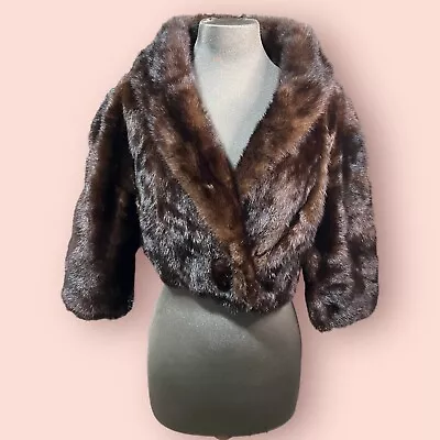 I. Magnin Vintage Mink Stole Cape Wrap Shrug Brown • $349