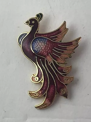 Vintage Enamel Bird Brooch Pin Bird Of Paradise Peacock Figural Cloisonné • $20