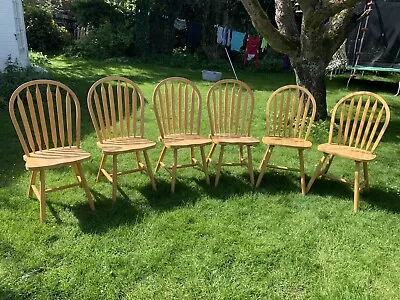 X6 Blonde Windsor Back Classic Country Farmhouse Kitchen Dining Chairs • £197.44