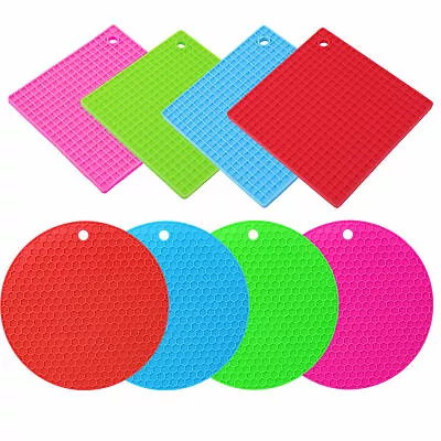 £2.99 • Buy HEAT RESISTANT SILICONE TRIVET Square Round Mat Pan Pot Holder Non Slip Pad Fry