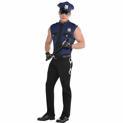 Adult Police Cop Under Arrest Stripper Costume Mens Sexy Fancy Dress Outfit • £28.03