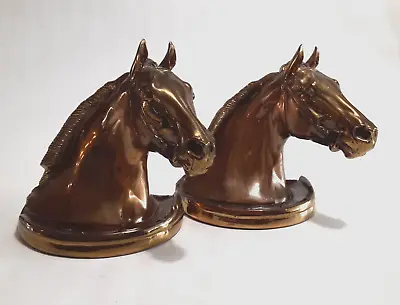 Vintage - Horse Head Bookends Gladys Brown 1946 - MCM Country Cowboy Decor • $79.99