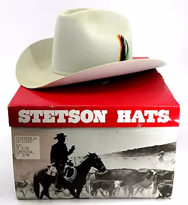 Vintage Stetson 5X Beaver Fur Felt Chisholm Crystal WF3103 Cowboy Hat Size 7 3/8 • $15