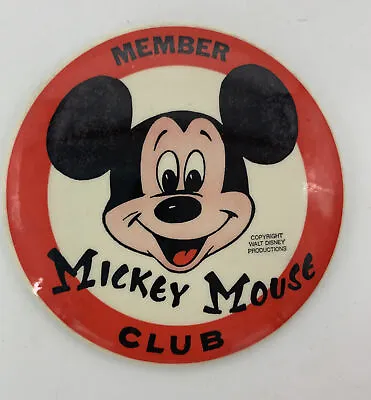 Mickey Mouse Club Member Pin 1960's -70's 3 1/2  Pinback Button Disney Vintage • $9.99