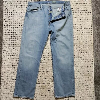 Polo Ralph Lauren Jeans 38x30 Blue Vintage 67 Button Fly Light Wash Cotton • $24.95