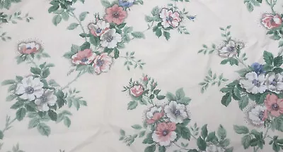 £60 • Buy Pair Of Vtg Floral Sandersons 1989 Rambling Rose Lined Curtains 198cm X 116cm